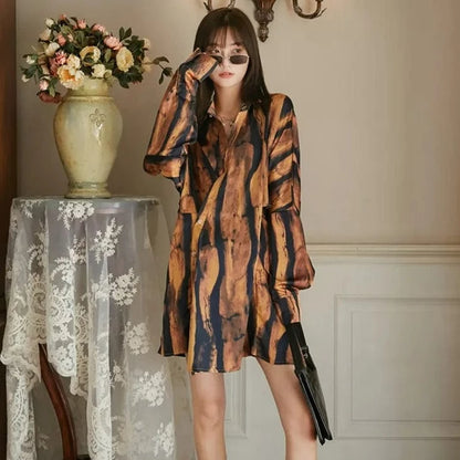 Kinky Cloth Brown Striped Oversized Blouse