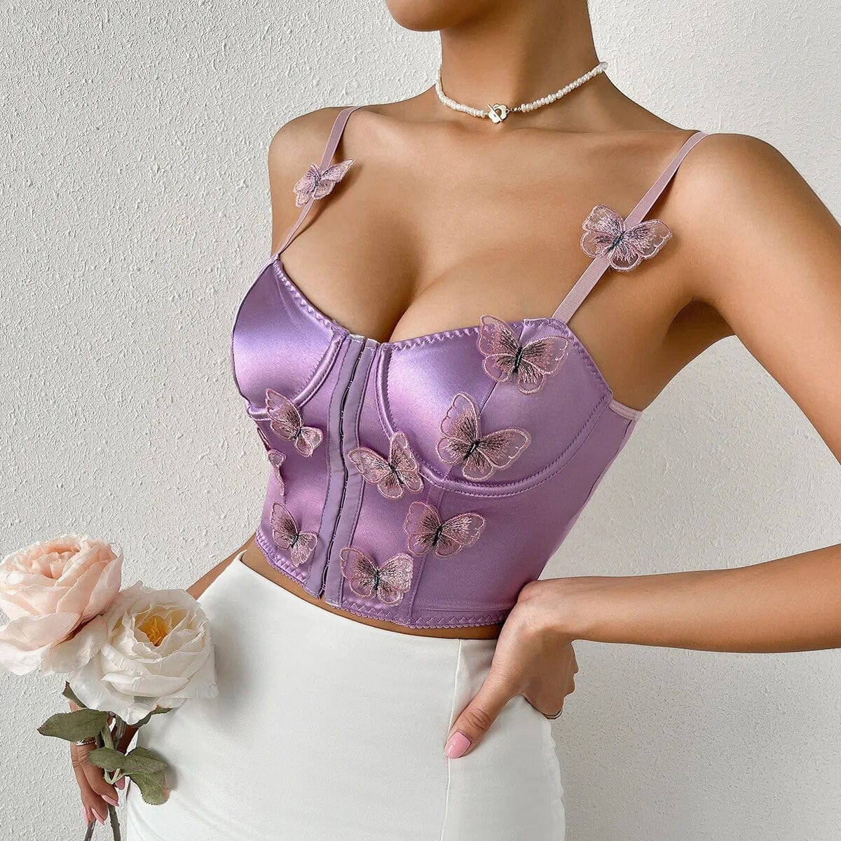 Kinky Cloth Butterfly Corset Crop Top