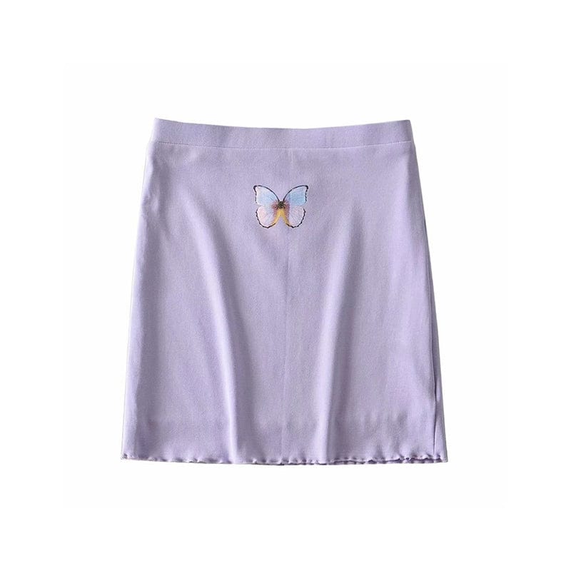 Kinky Cloth Purple overskirt / 165/80A Butterfly Printed Cropped Hip T-shirt