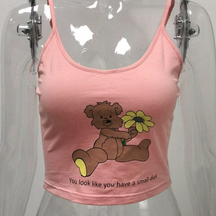 Kinky Cloth Pink-TT01 / S Cartoon Bear Tank Top
