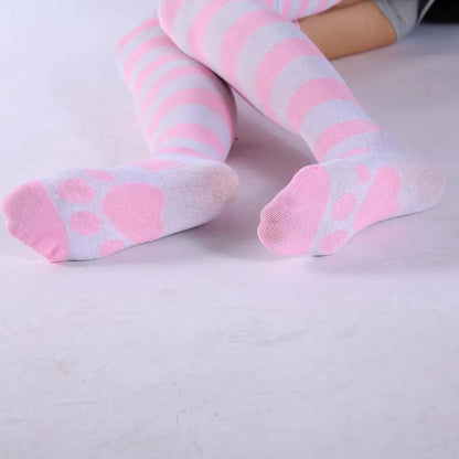 Kinky Cloth Cat Paw Striped Socks