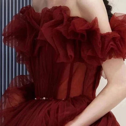 Kinky Cloth Chiffon Red Long Dress