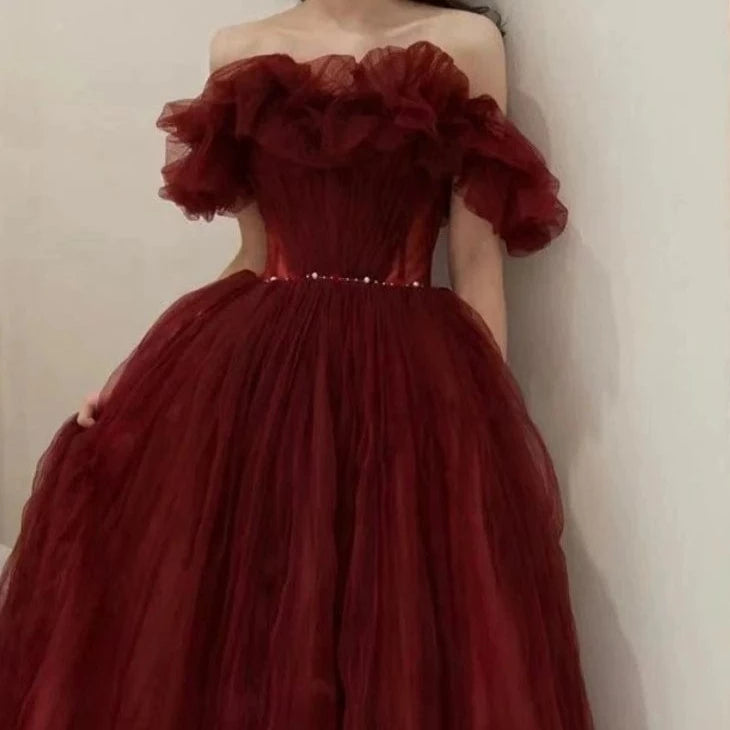 Kinky Cloth Chiffon Red Long Dress