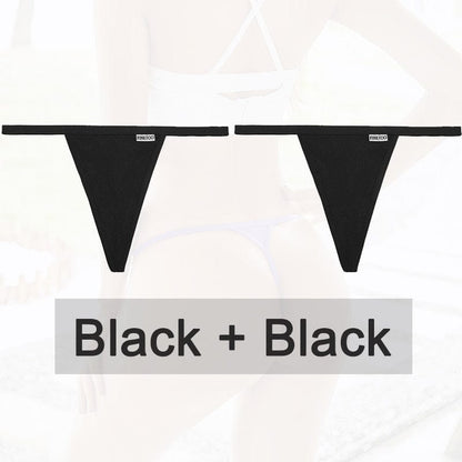 Kinky Cloth black black / M / Fast Shipping Cotton G-String T-Back 2PCS/Set