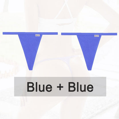 Kinky Cloth blue blue / M Cotton G-String T-Back 2PCS/Set