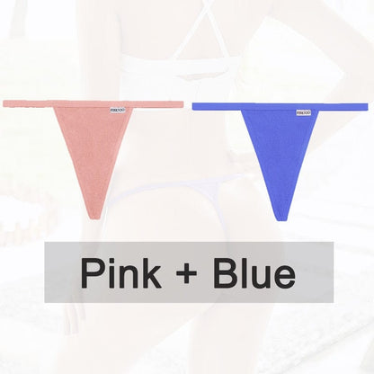 Kinky Cloth pink blue / M Cotton G-String T-Back 2PCS/Set