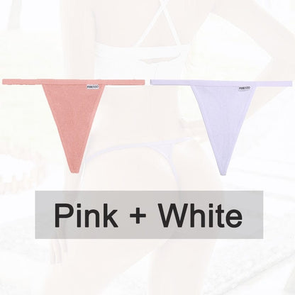Kinky Cloth pink white / M Cotton G-String T-Back 2PCS/Set
