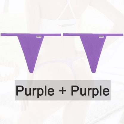 Kinky Cloth purple purple / M Cotton G-String T-Back 2PCS/Set