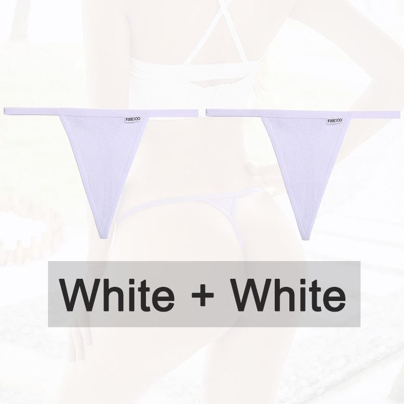 Kinky Cloth white white / M Cotton G-String T-Back 2PCS/Set