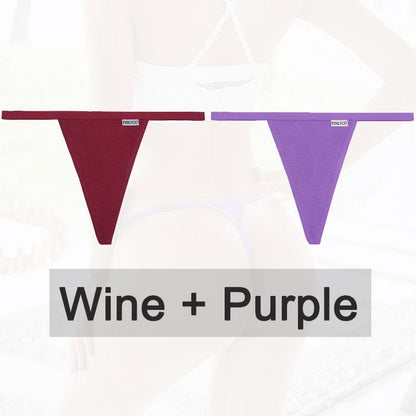Kinky Cloth wine purple / M Cotton G-String T-Back 2PCS/Set