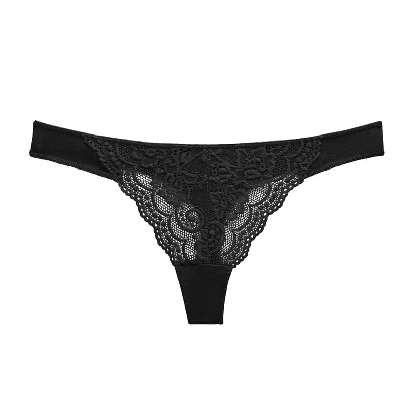 Kinky Cloth Black / M / fast shipping Cotton Lace Thong  Panties