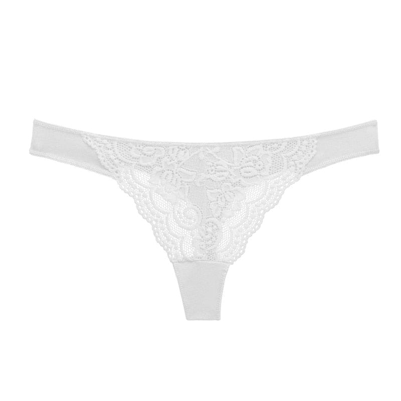 Kinky Cloth White / M / fast shipping Cotton Lace Thong  Panties