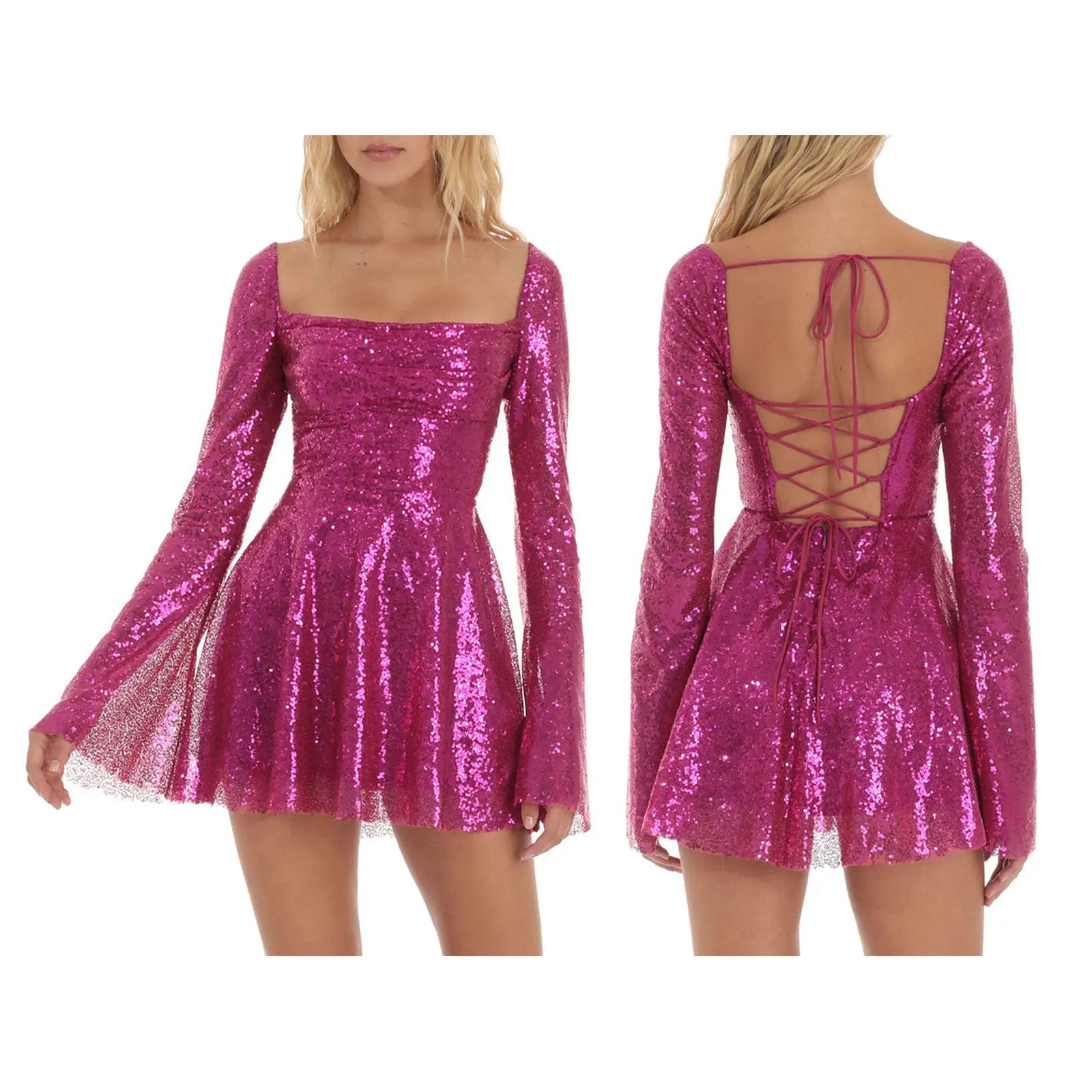 Kinky Cloth Hot Pink / S Crisscross Lace-up Backless Dress