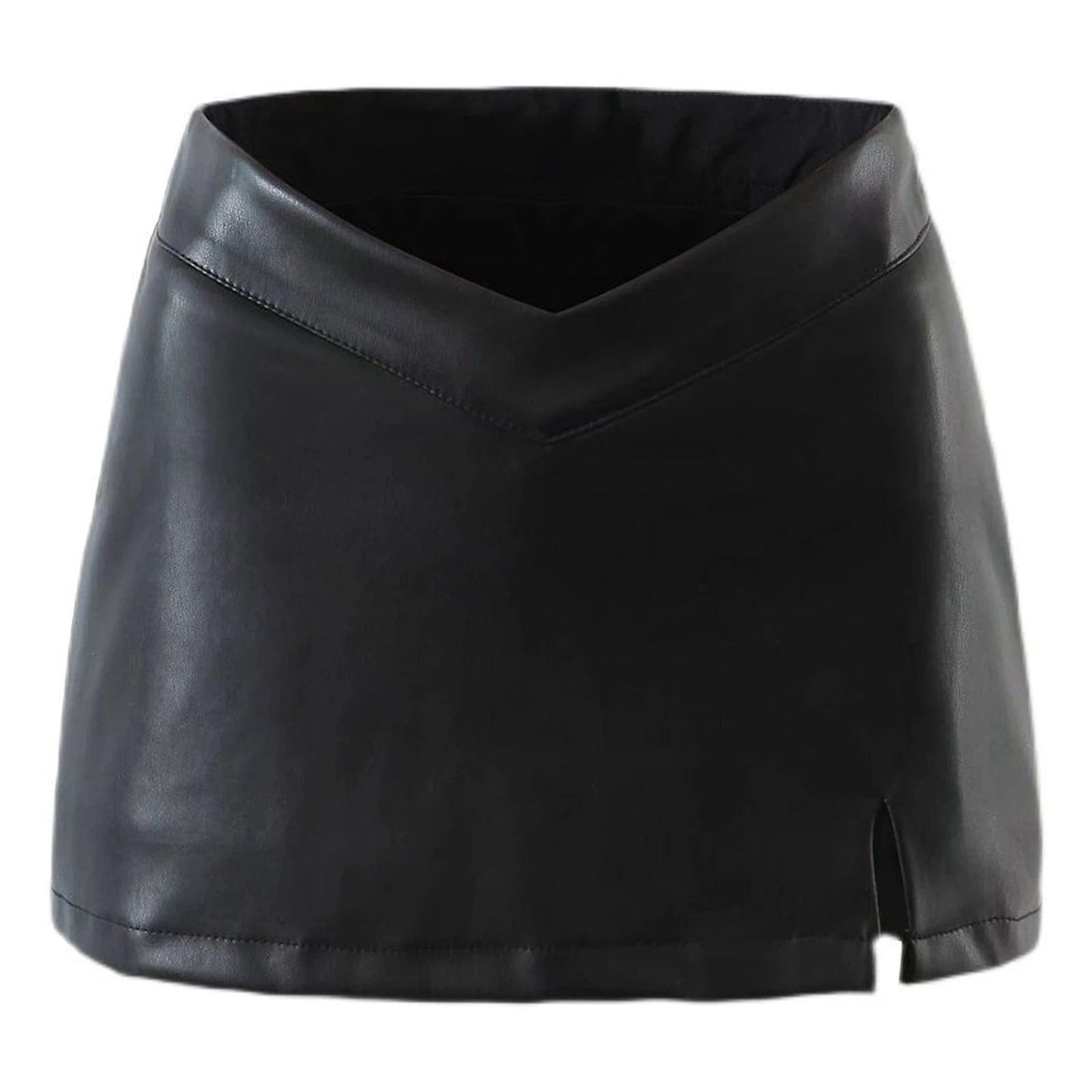 Kinky Cloth Faux Leather Mini Skirt with Slit