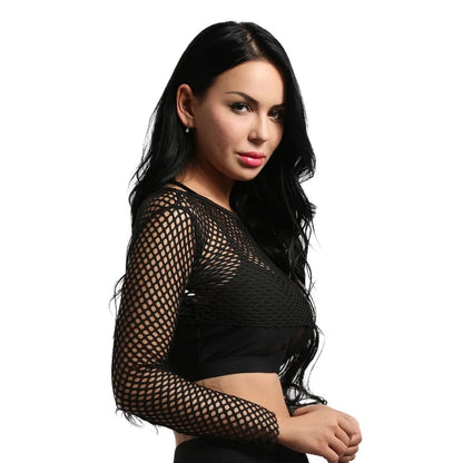 Kinky Cloth Fishnet Cover-Up Crop Top
