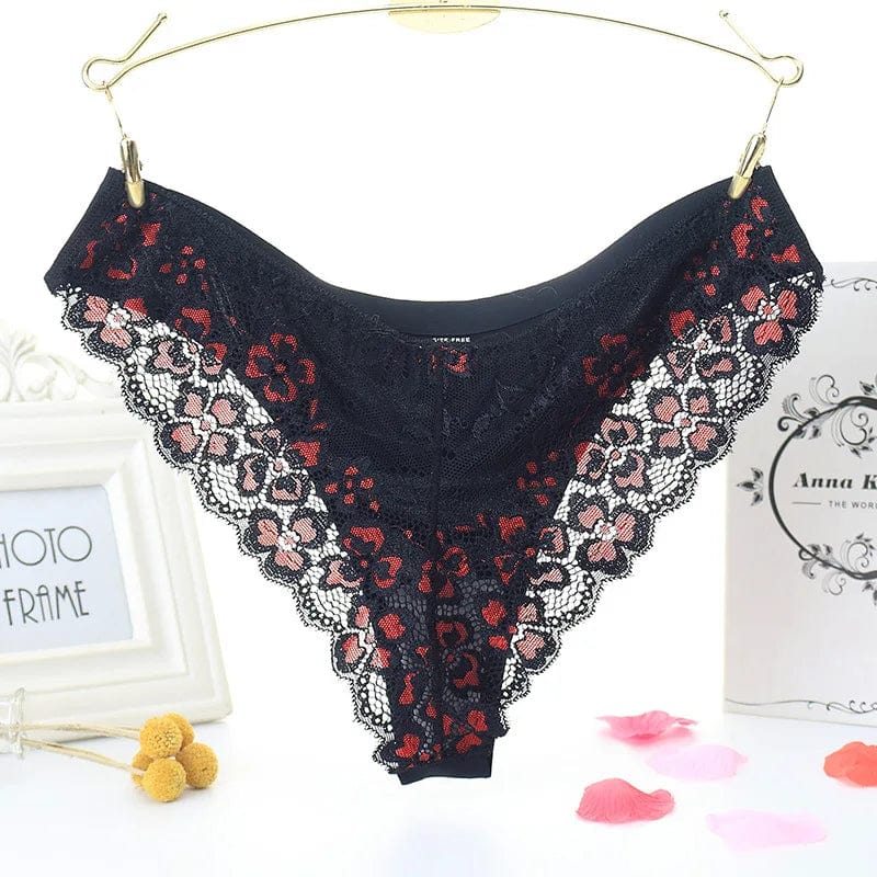 Kinky Cloth Black / One Size / 1pc Floral Embroidery Lace Panties