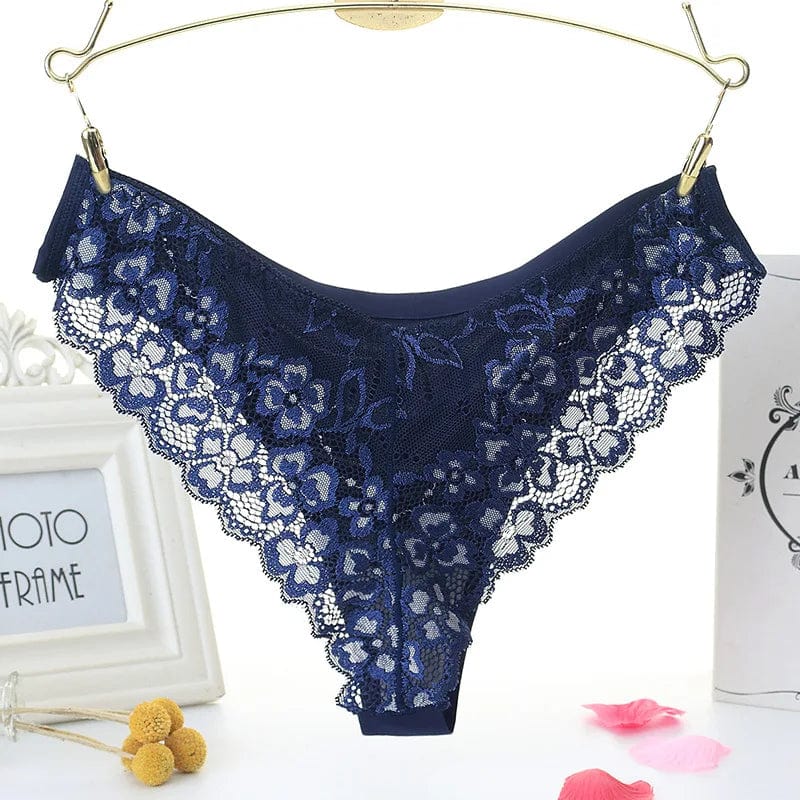 Kinky Cloth Blue / One Size / 1pc Floral Embroidery Lace Panties
