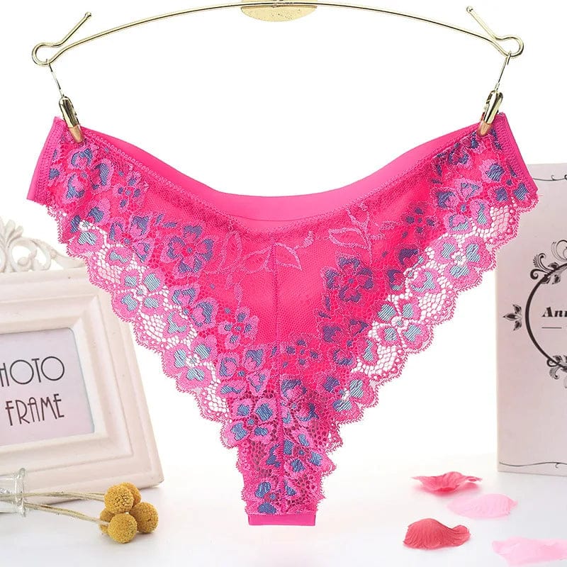 Kinky Cloth Pink / One Size / 1pc Floral Embroidery Lace Panties