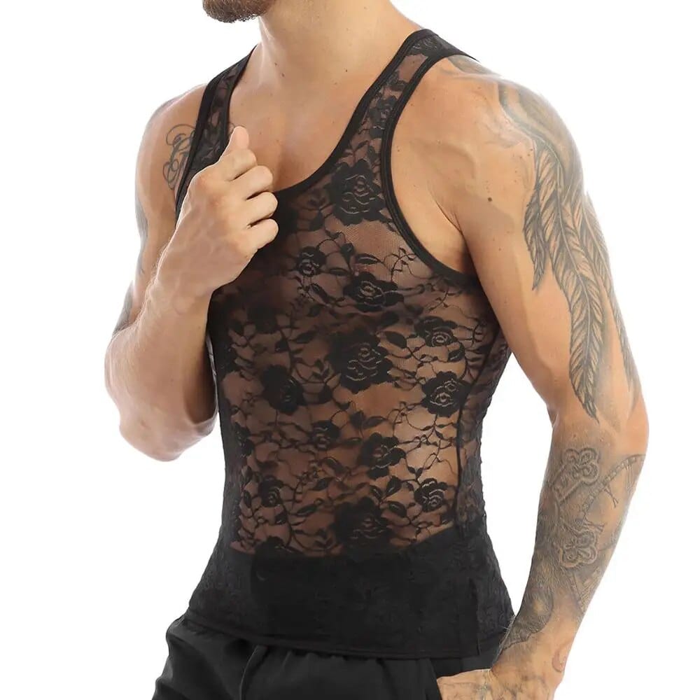 Kinky Cloth Floral Lace Muscle Fitted Top
