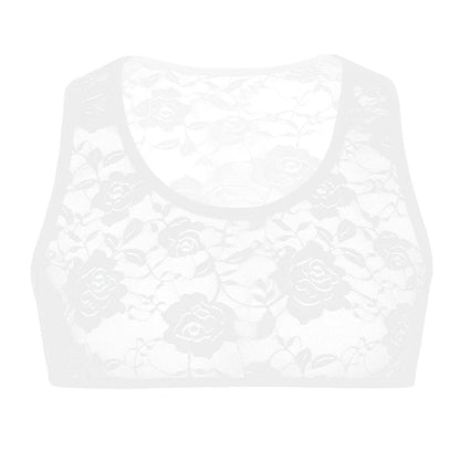 Kinky Cloth White B / M Floral Lace Muscle Fitted Top