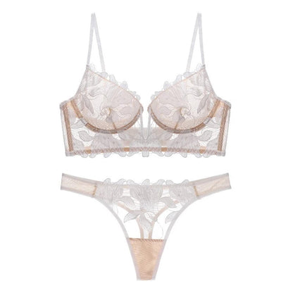 Kinky Cloth White / L (36or80ABC) French Lace Embroidery Brassiere  Set