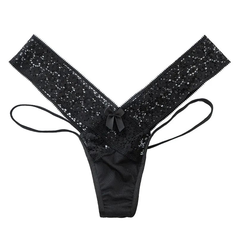 Kinky Cloth Black / M / 1pc G String Lace Cross Strap Panties
