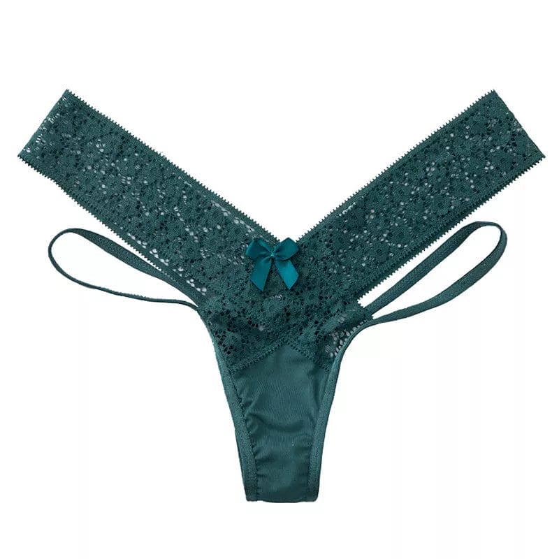 Kinky Cloth Green / M / 1pc G String Lace Cross Strap Panties