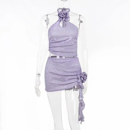 Kinky Cloth Glitter Crop Top and Skirt Set
