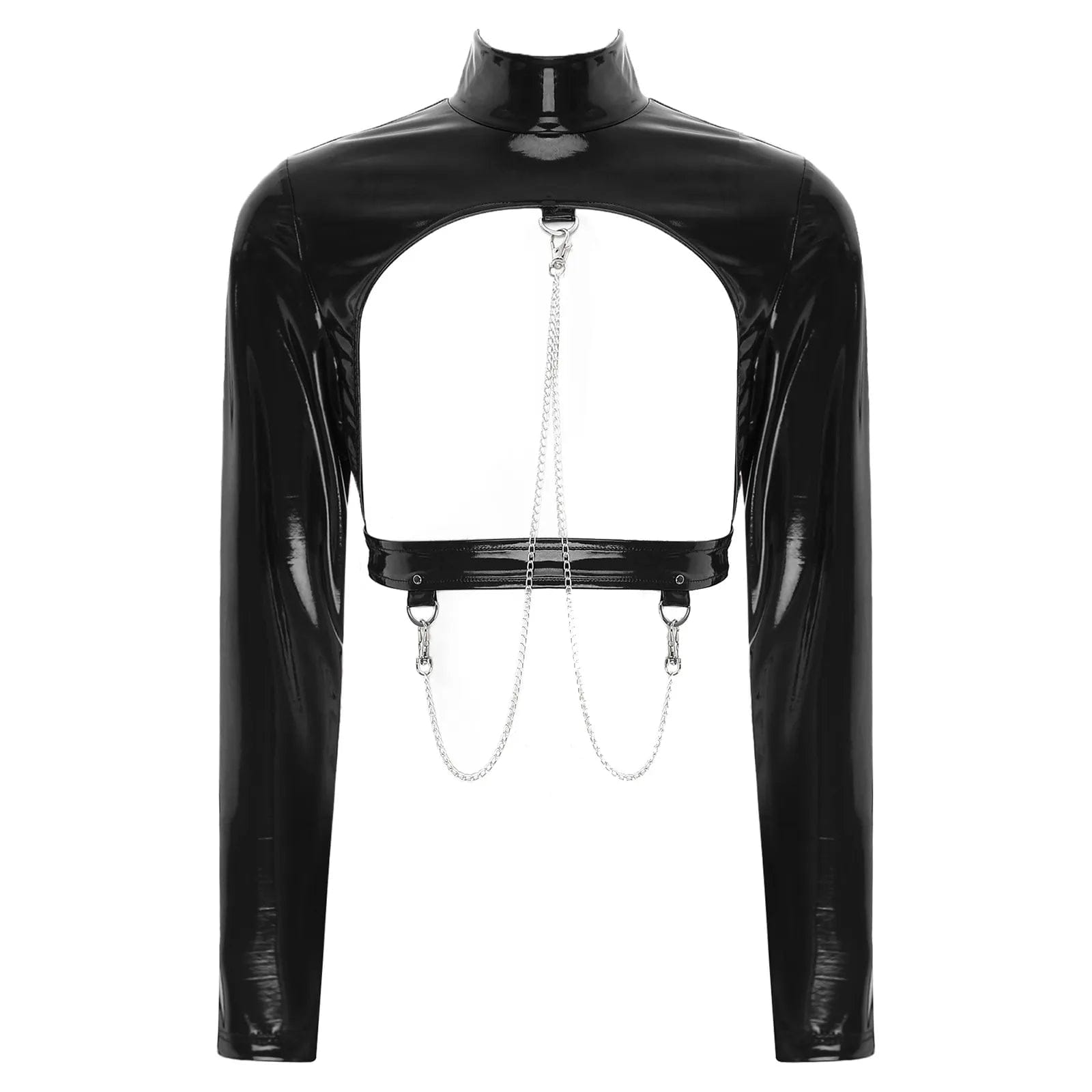 Kinky Cloth Black / S Glossy Back Zipper Crop Top