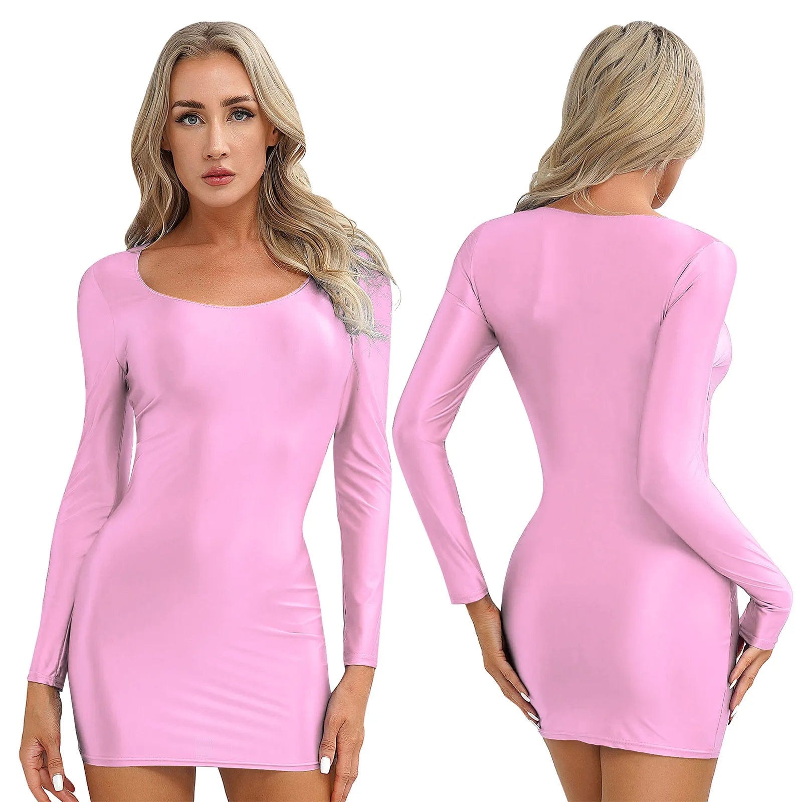 Kinky Cloth Pink / M Glossy Bodycon Mini Dress