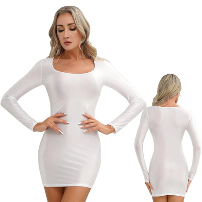 Kinky Cloth White / M Glossy Bodycon Mini Dress