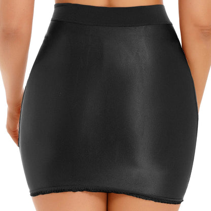 Kinky Cloth Black / One Size Glossy Bodycon Mini Skirt Solid