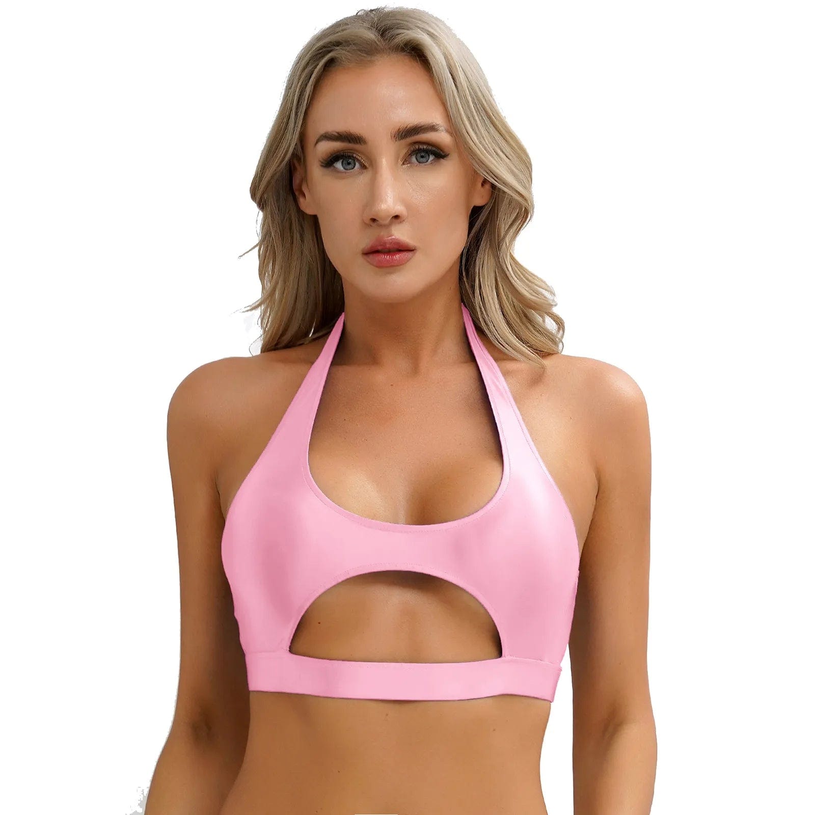 Kinky Cloth Pink / S Glossy Cutout Halter Vest