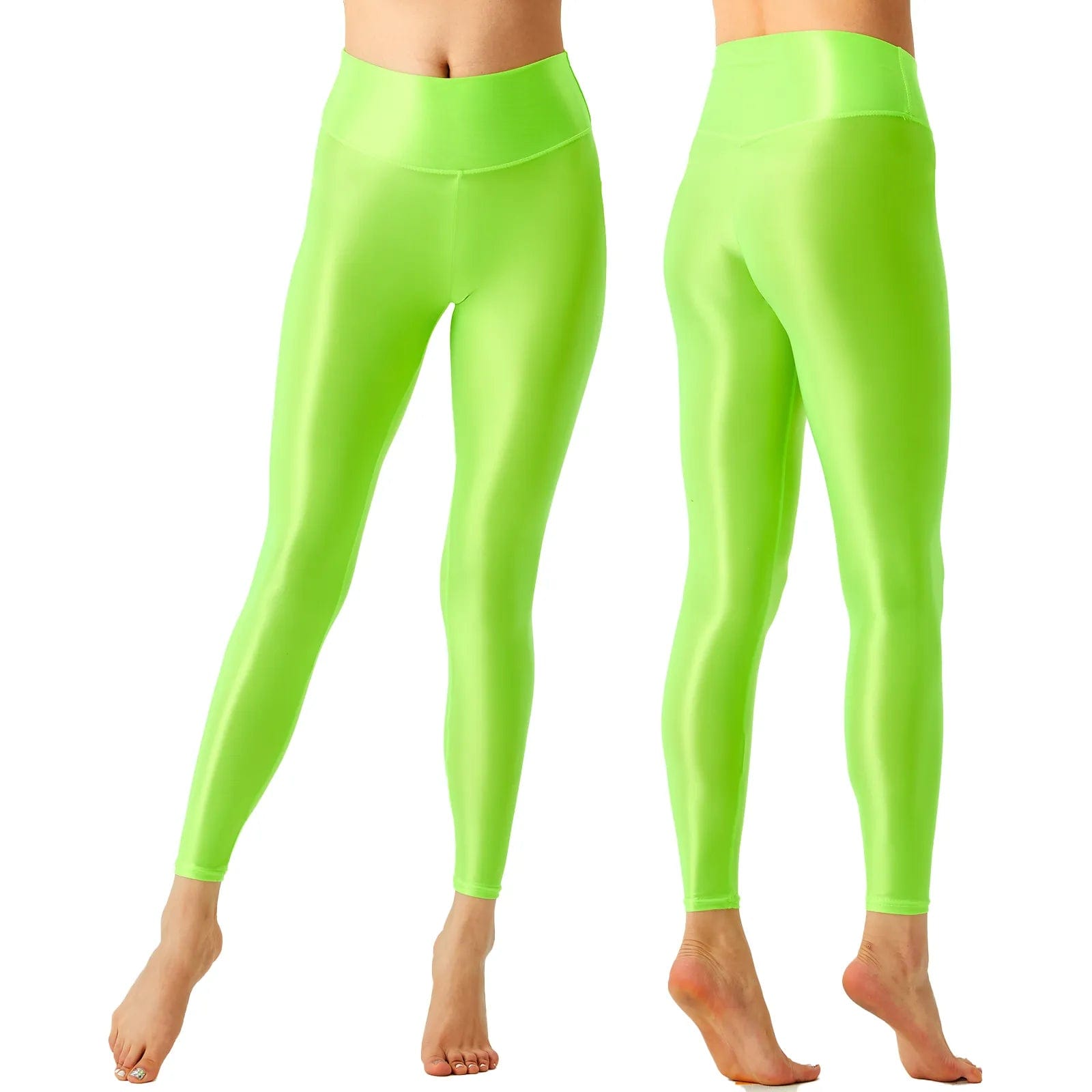 Kinky Cloth Fluorescent Green A / M Glossy Elastic Leggings Pants