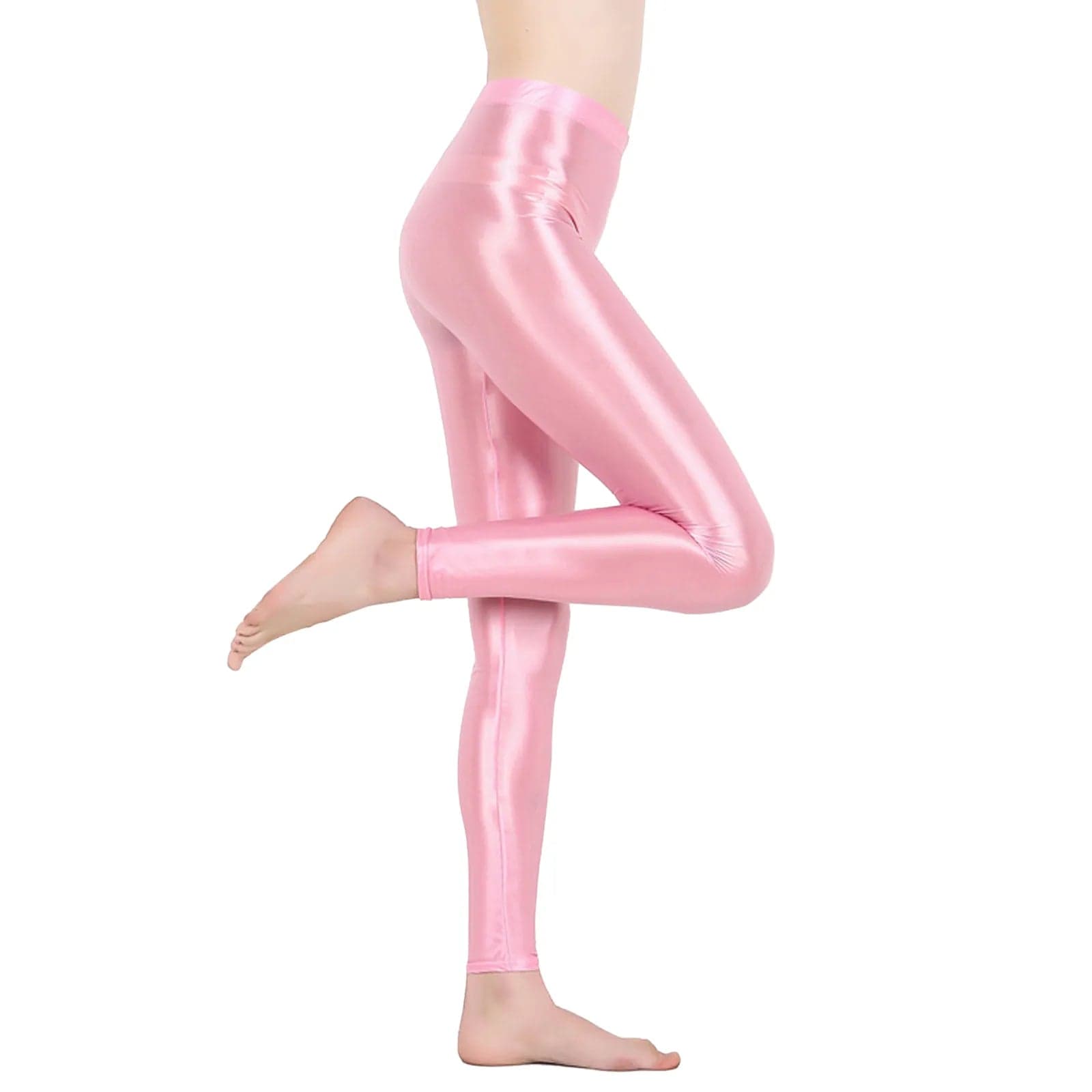 Kinky Cloth Pink B / M Glossy Elastic Leggings Pants