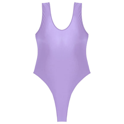 Kinky Cloth Purple / One Size Glossy High Cut Bodysuit
