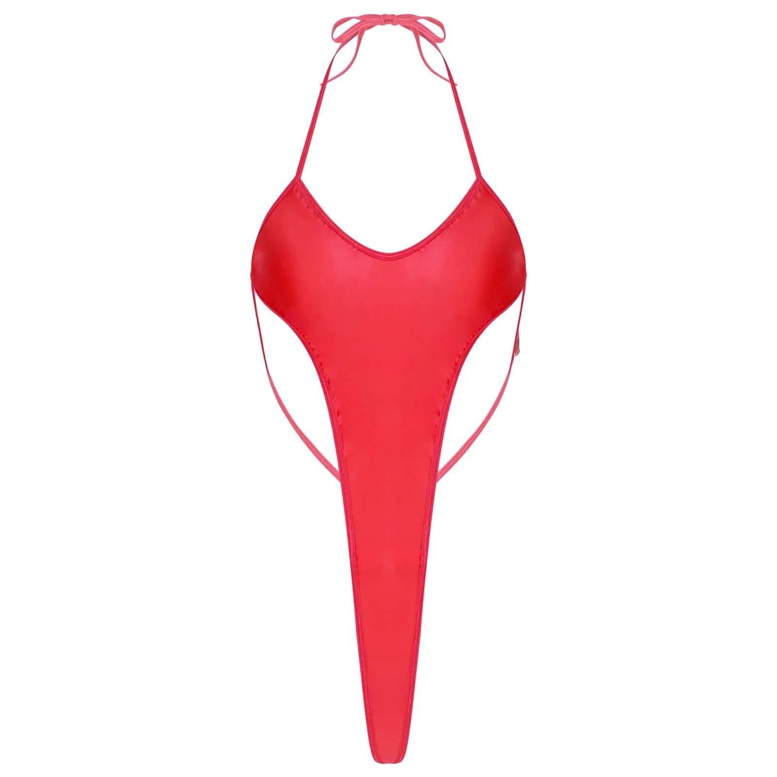 Kinky Cloth Red / One Size Halter Lace-Up Backless Swimsuit