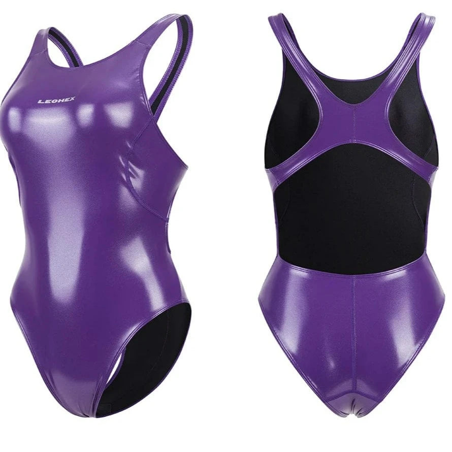 Kinky Cloth Purple / L High Cut One Piece Swimwear