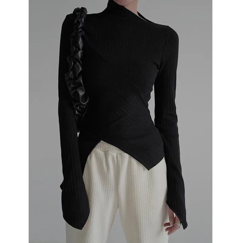 Kinky Cloth Black / S High Elastic Irregular Knit Sweater