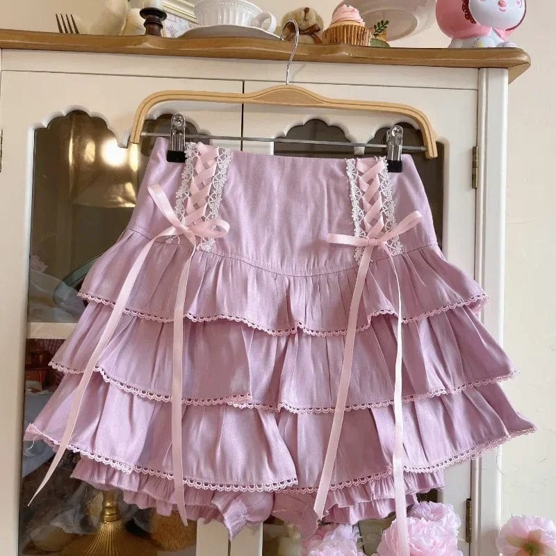 Kinky Cloth PURPLE / S High Waist Bandage Mini Skirt