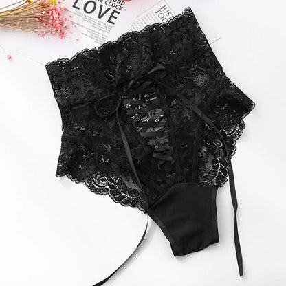 Kinky Cloth Black / M / 1pc High Waist Lace Up Thongs