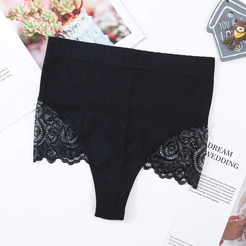 Kinky Cloth Black / S High Waisted Tight Lace Thong