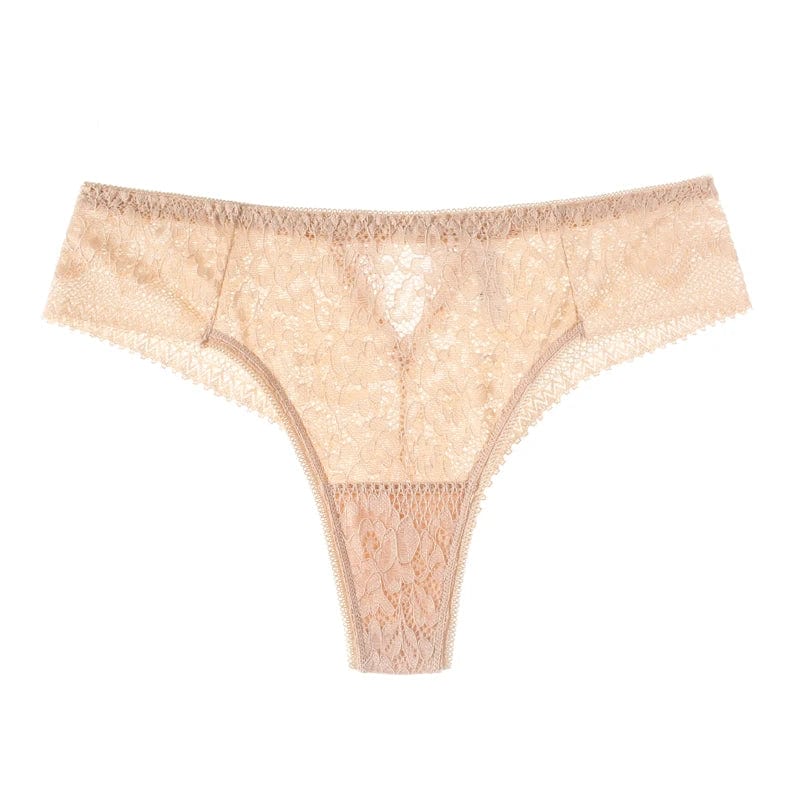 Kinky Cloth Beige / S / 1pc Hollow Out Lace Thong