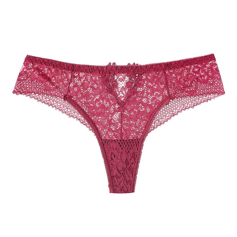 Kinky Cloth Burgundy / S / CHINA | 1pc Hollow Out Lace Thong