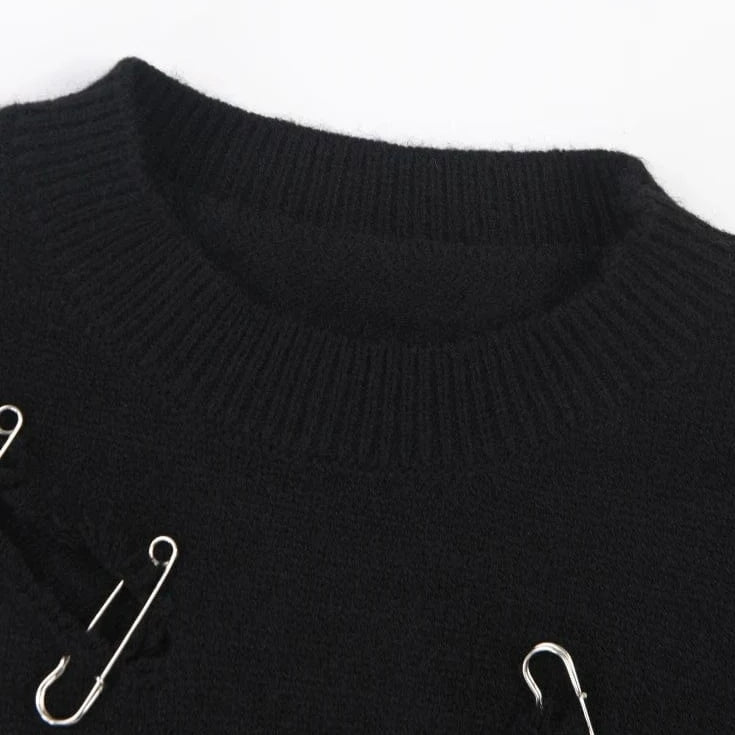 Kinky Cloth Hollow Out Pin Knit Sweater