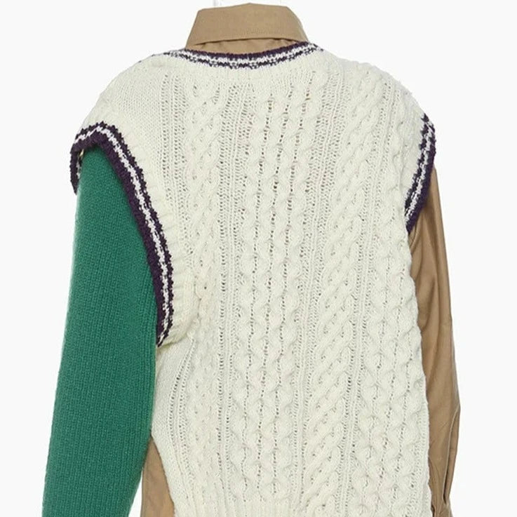 Kinky Cloth Irregular Knitting Lapel Sweater