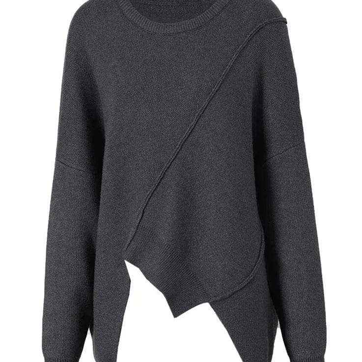 Kinky Cloth Dark Gray / One Size Irregular Loose Knitting Sweater
