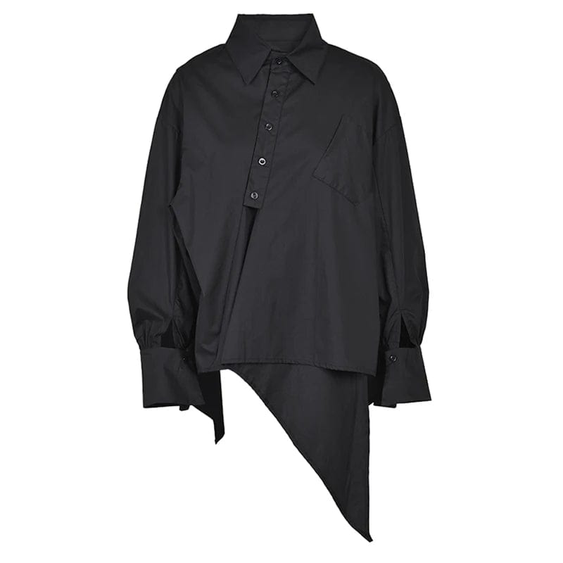 Kinky Cloth Black / One Size Irregular Oversized Long Sleeve Blouse