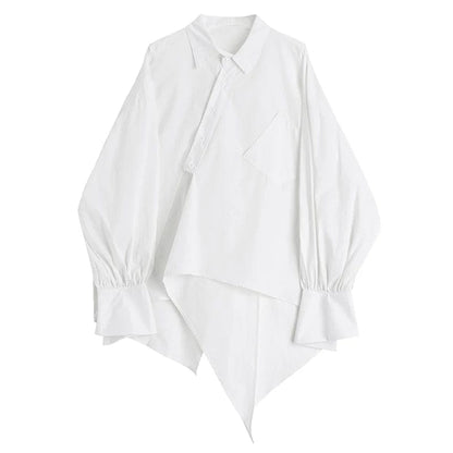 Kinky Cloth White / One Size Irregular Oversized Long Sleeve Blouse