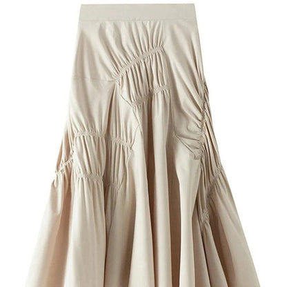 Kinky Cloth Apricot / One Size Irregular Pleated Half-body Skirt